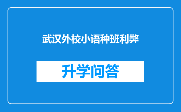 武汉外校小语种班利弊