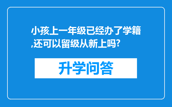 小孩上一年级已经办了学籍,还可以留级从新上吗?