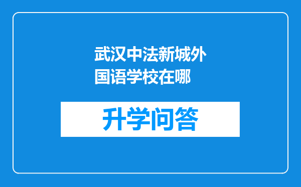 武汉中法新城外国语学校在哪