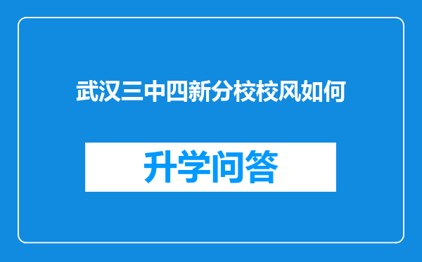 武汉三中四新分校校风如何