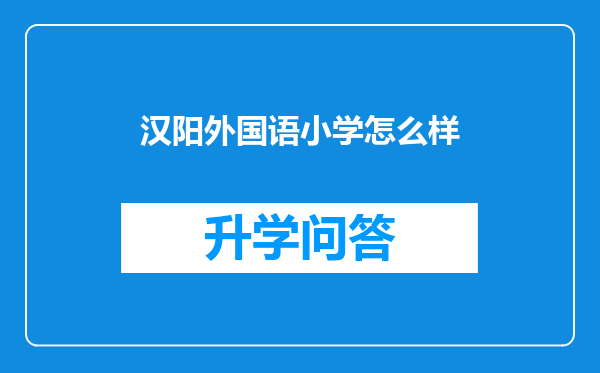 汉阳外国语小学怎么样