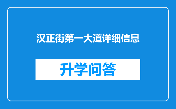 汉正街第一大道详细信息