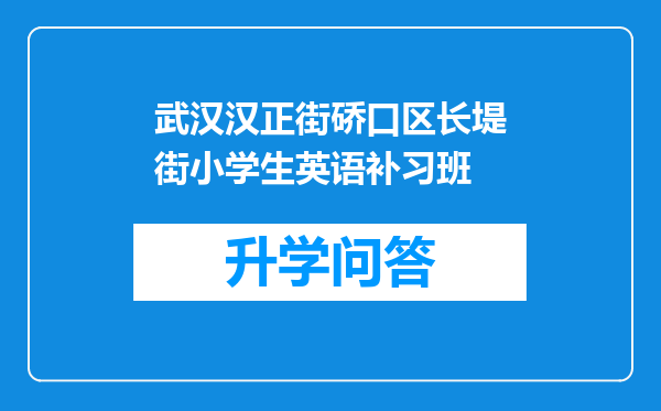 武汉汉正街硚口区长堤街小学生英语补习班