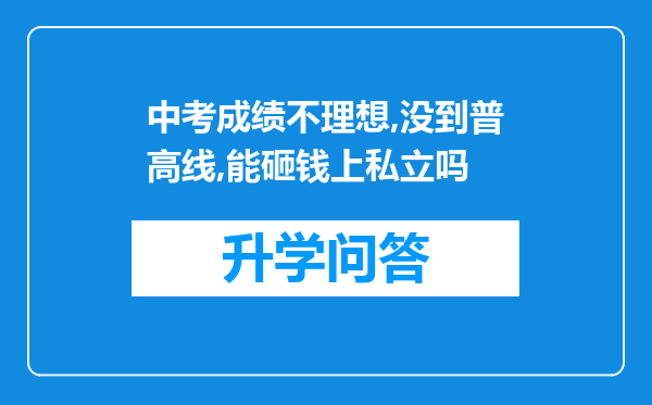 中考成绩不理想,没到普高线,能砸钱上私立吗