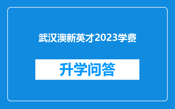 武汉澳新英才2023学费