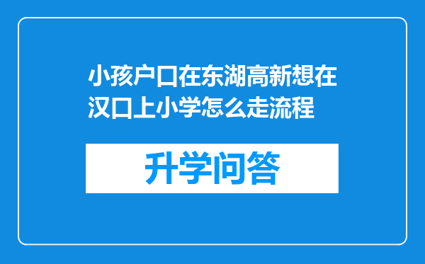 小孩户口在东湖高新想在汉口上小学怎么走流程