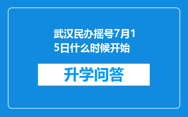 武汉民办摇号7月15日什么时候开始