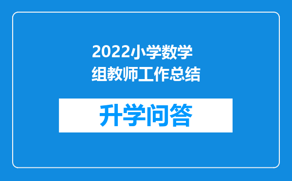 2022小学数学组教师工作总结