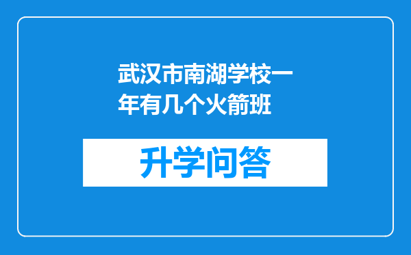 武汉市南湖学校一年有几个火箭班