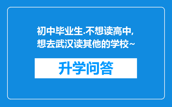 初中毕业生.不想读高中,想去武汉读其他的学校~