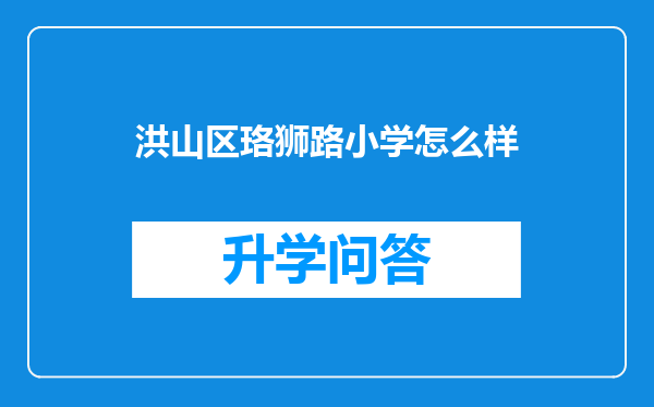 洪山区珞狮路小学怎么样