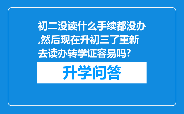 初二没读什么手续都没办,然后现在升初三了重新去读办转学证容易吗?