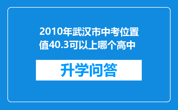 2010年武汉市中考位置值40.3可以上哪个高中