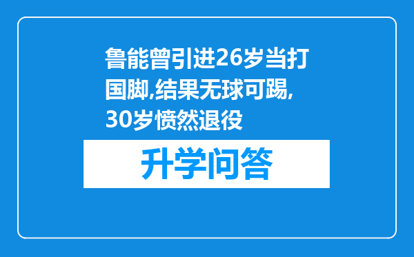 鲁能曾引进26岁当打国脚,结果无球可踢,30岁愤然退役