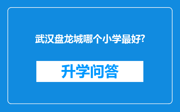 武汉盘龙城哪个小学最好?