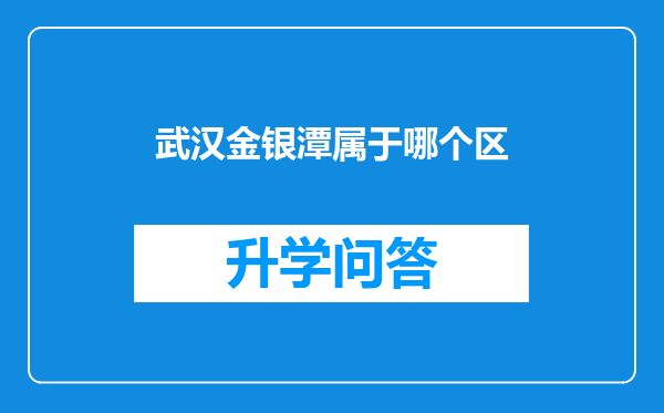 武汉金银潭属于哪个区