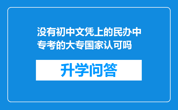 没有初中文凭上的民办中专考的大专国家认可吗