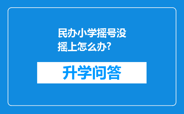 民办小学摇号没摇上怎么办?