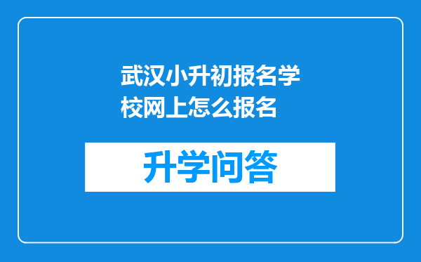 武汉小升初报名学校网上怎么报名