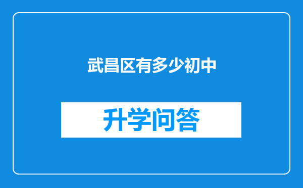 武昌区有多少初中