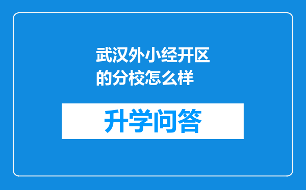 武汉外小经开区的分校怎么样