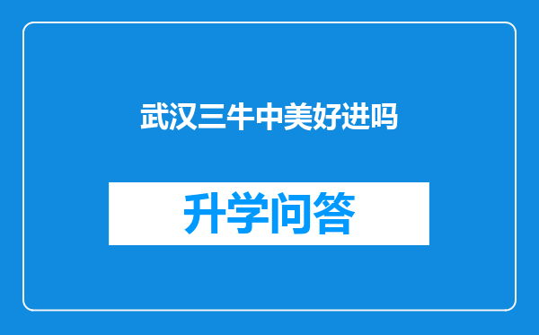 武汉三牛中美好进吗