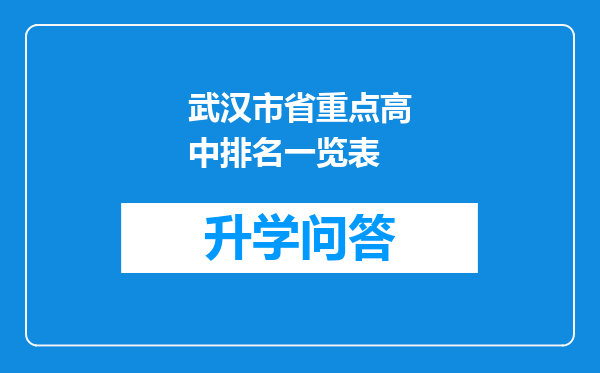 武汉市省重点高中排名一览表