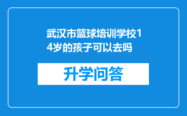 武汉市篮球培训学校14岁的孩子可以去吗