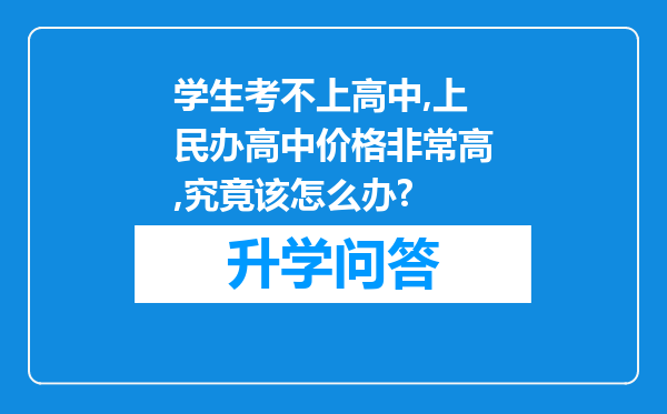 学生考不上高中,上民办高中价格非常高,究竟该怎么办?