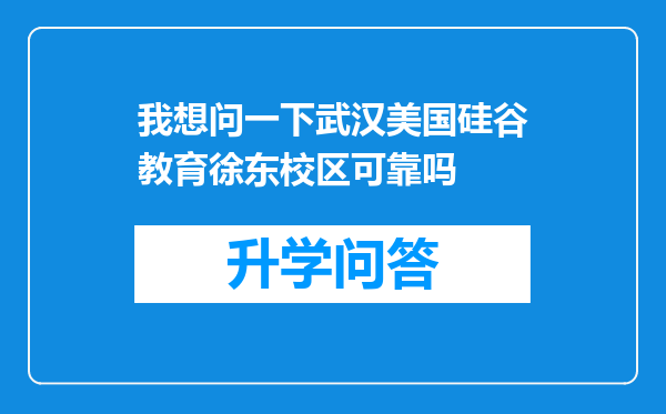 我想问一下武汉美国硅谷教育徐东校区可靠吗