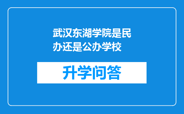 武汉东湖学院是民办还是公办学校