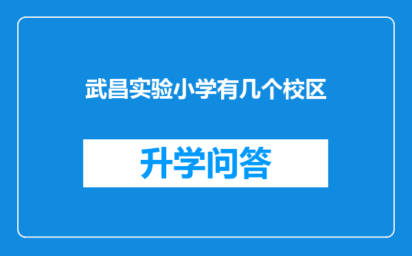 武昌实验小学有几个校区