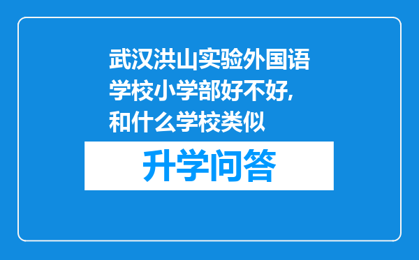 武汉洪山实验外国语学校小学部好不好,和什么学校类似