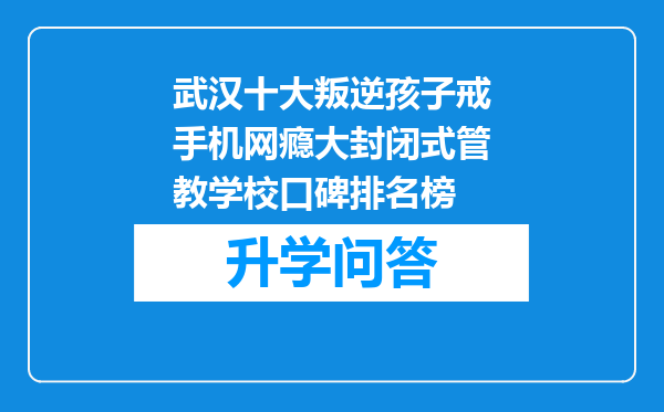 武汉十大叛逆孩子戒手机网瘾大封闭式管教学校口碑排名榜