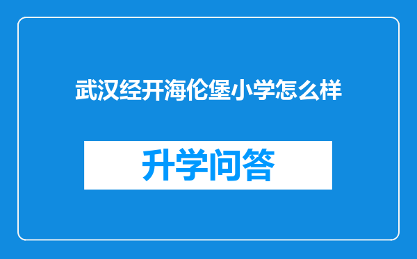 武汉经开海伦堡小学怎么样