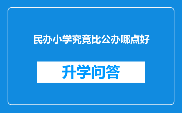 民办小学究竟比公办哪点好