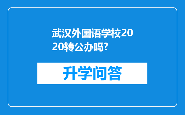 武汉外国语学校2020转公办吗?