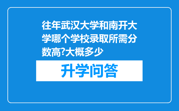 往年武汉大学和南开大学哪个学校录取所需分数高?大概多少