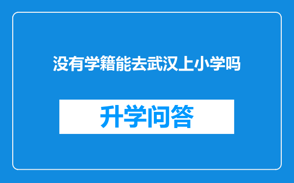 没有学籍能去武汉上小学吗