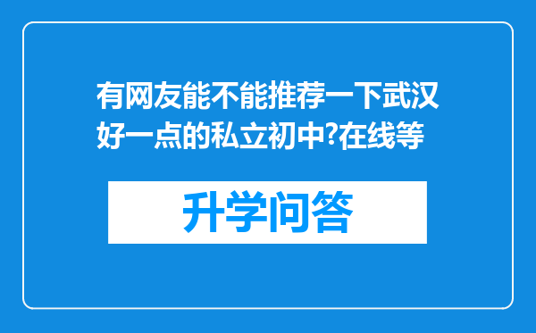 有网友能不能推荐一下武汉好一点的私立初中?在线等