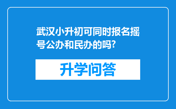 武汉小升初可同时报名摇号公办和民办的吗?