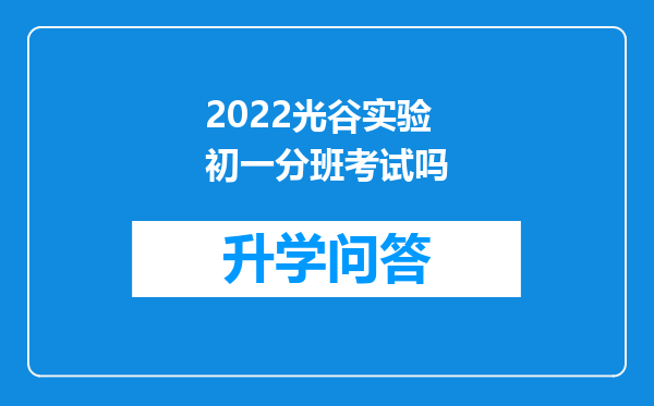 2022光谷实验初一分班考试吗