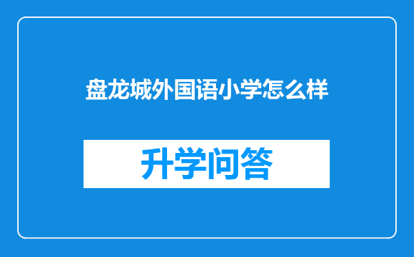 盘龙城外国语小学怎么样