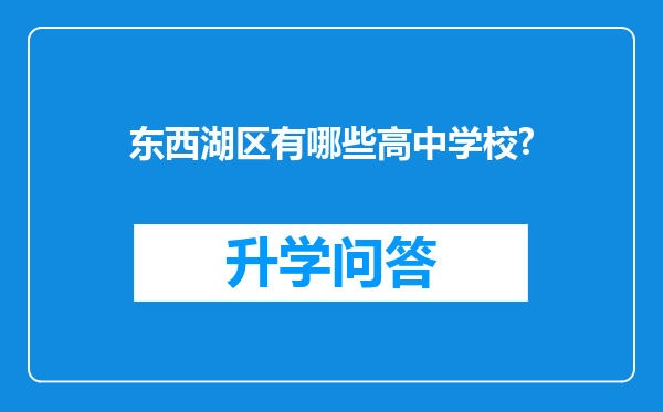 东西湖区有哪些高中学校?