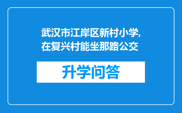 武汉市江岸区新村小学,在复兴村能坐那路公交