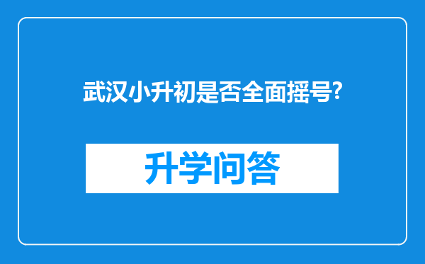 武汉小升初是否全面摇号?