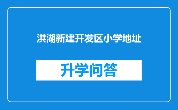 洪湖新建开发区小学地址