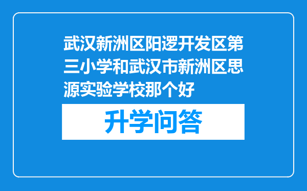 武汉新洲区阳逻开发区第三小学和武汉市新洲区思源实验学校那个好