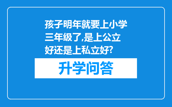 孩孑明年就要上小学三年级了,是上公立好还是上私立好?