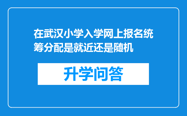 在武汉小学入学网上报名统筹分配是就近还是随机